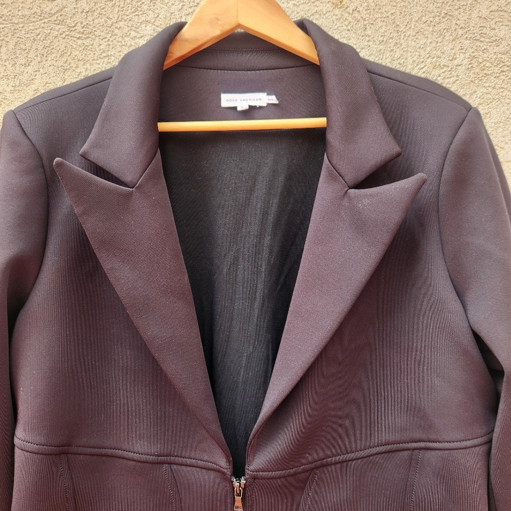 GOOD AMERICAN Women's Waisted Stretch Blazer Size 5 Extra Large Black - Picture 4 of 10